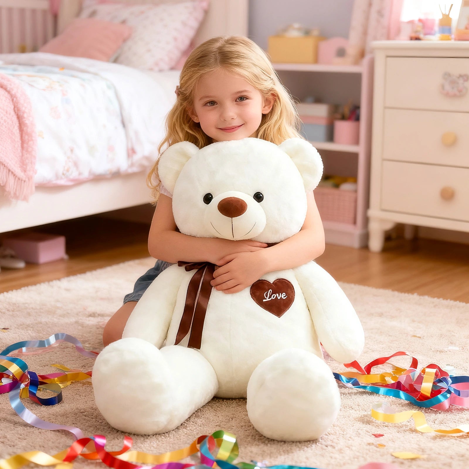 SRANWOW 45 Inches Giant Teddy Bear Super Soft Plush (White)