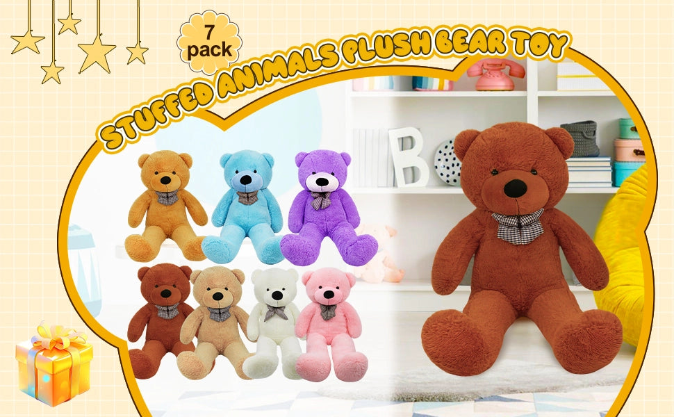 SRANWOW Giant Teddy Bear with Bow Tie, 51.2 Inches Tall, Super Soft Plush(Darkbrown) - Detail 1