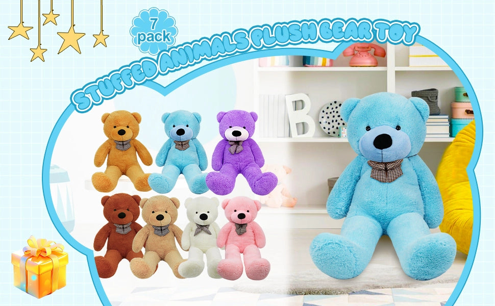 SRANWOW 3.7 feet 4.3 feet 5 feet 5.7 feet Giant Teddy Bear with Bow Tie, Super Soft Plush (Blue, 51 Inch) - Detail 1