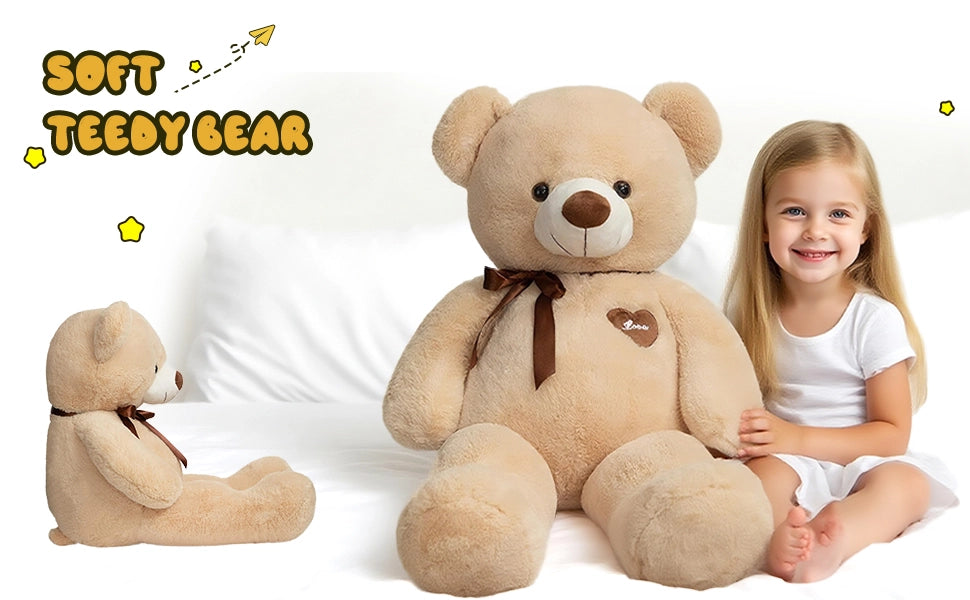 SRANWOW 45 Inches Giant Teddy Bear Super Soft Plush (Light Brown) - Detail 2