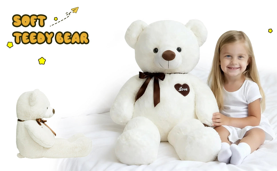 SRANWOW 45 Inches Giant Teddy Bear Super Soft Plush (White) - Detail 3