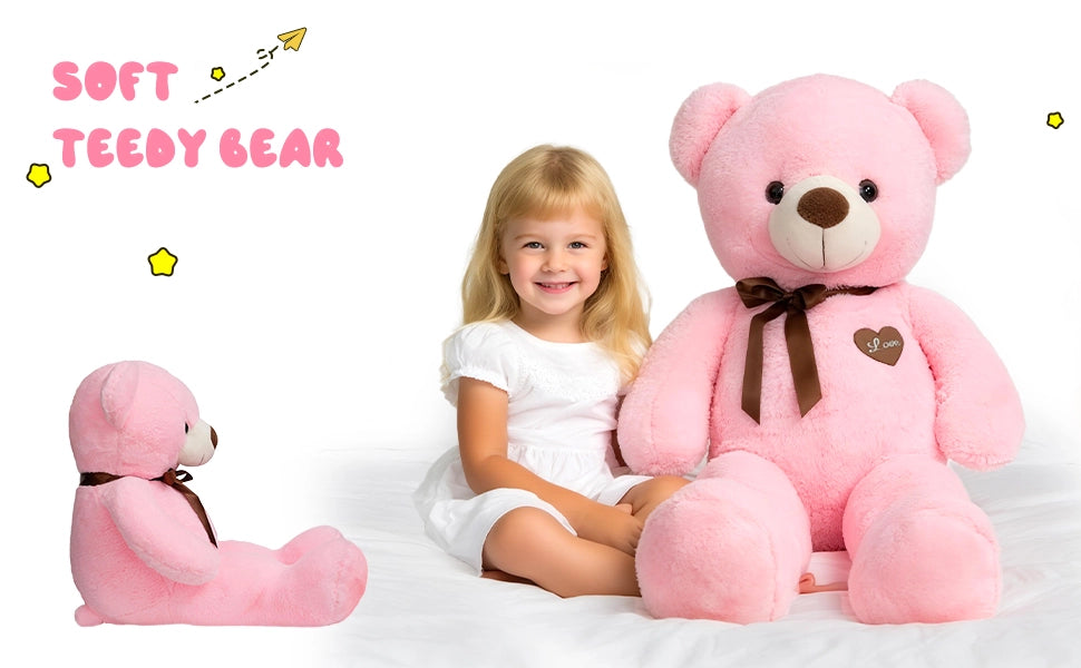 SRANWOW 45 Inches Giant Teddy Bear Super Soft Plush (Pink) - Detail 2