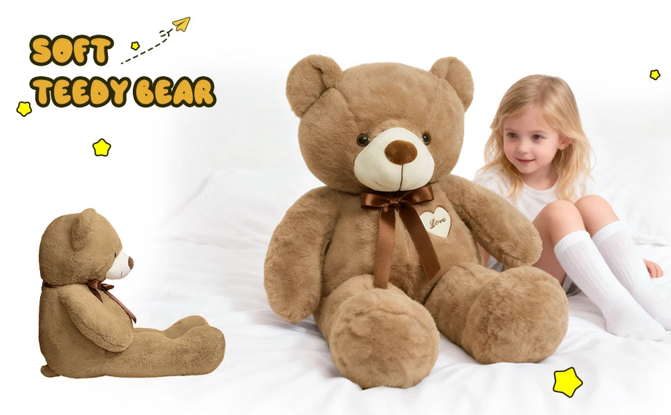 SRANWOW 45 Inches Giant Teddy Bear Super Soft Plush (Dark Brown) - Detail 2