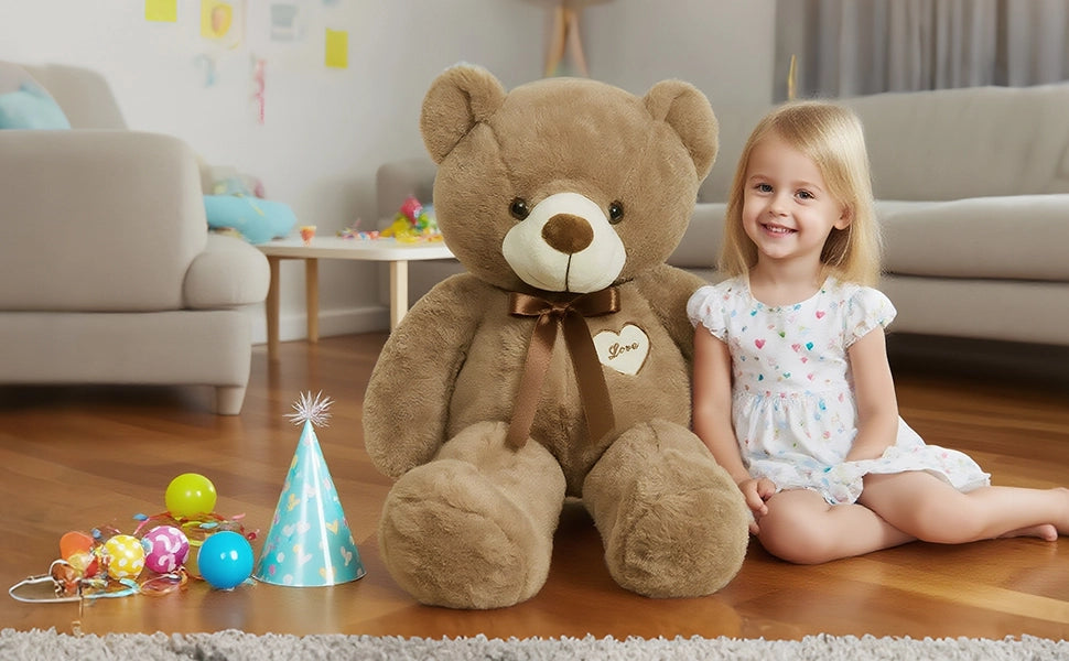SRANWOW 45 Inches Giant Teddy Bear Super Soft Plush (Dark Brown) - Detail 3