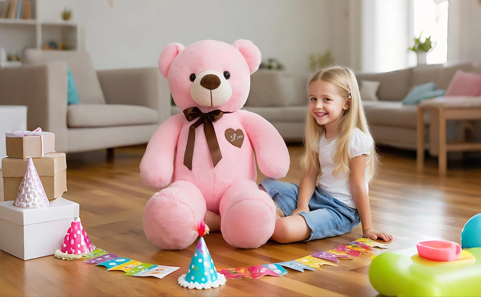 SRANWOW 45 Inches Giant Teddy Bear Super Soft Plush (Pink) - Detail 3