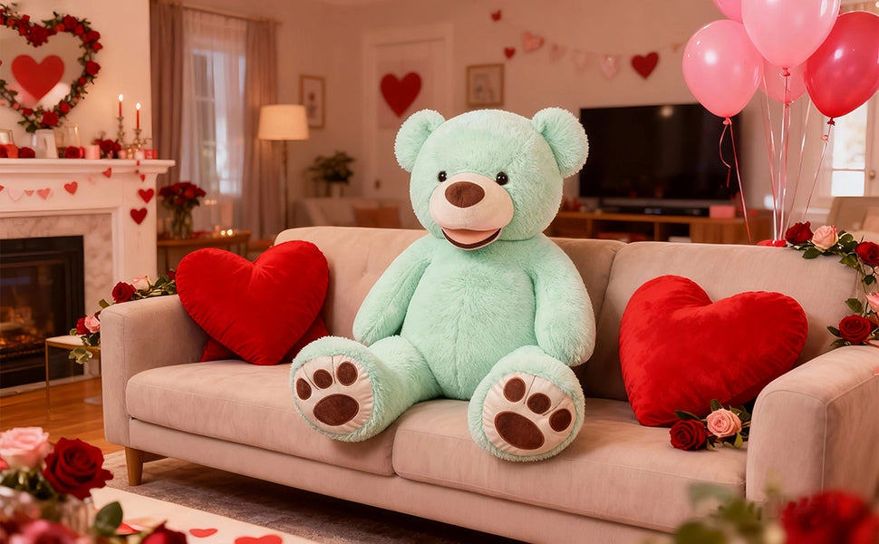 SRANWOW 52 Inches Giant Plush Teddy Bear Soft Gray Stuffed Animal with Paw Details (Blue) - Detail 3