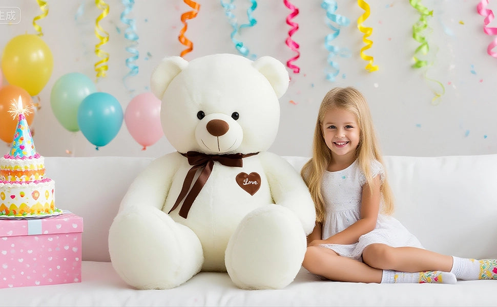 SRANWOW 45 Inches Giant Teddy Bear Super Soft Plush (White) - Detail 5