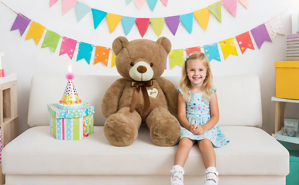 SRANWOW 45 Inches Giant Teddy Bear Super Soft Plush (Dark Brown) - Detail 4