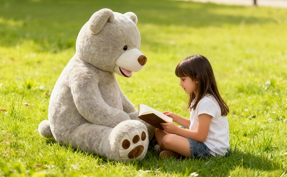 SRANWOW Giant Plush Teddy Bear, 52 Inches Tall, Soft Gray Stuffed Animal with Paw Details (Gray) - Detail 5