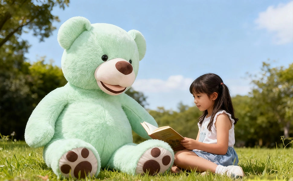 SRANWOW 52 Inches Giant Plush Teddy Bear Soft Gray Stuffed Animal with Paw Details (Blue) - Detail 5