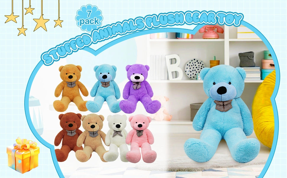 SRANWOW Giant Teddy Bear with Bow Tie, 43.3 Inches Tall, Super Soft Plush(Blue) - Detail 1