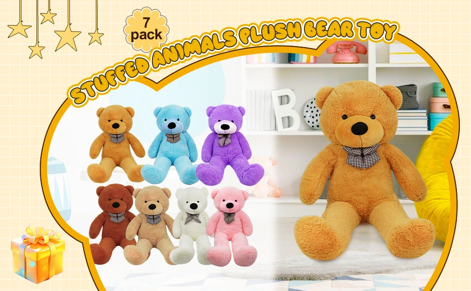 SRANWOW Giant Teddy Bear with Bow Tie, 51.2 Inches Tall, Super Soft Plush(Orange) - Detail 1