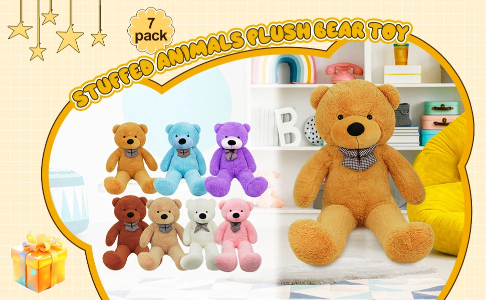 SRANWOW Giant Teddy Bear with Bow Tie, 59 Inches Tall, Super Soft Plush (Orange) - Detail 1