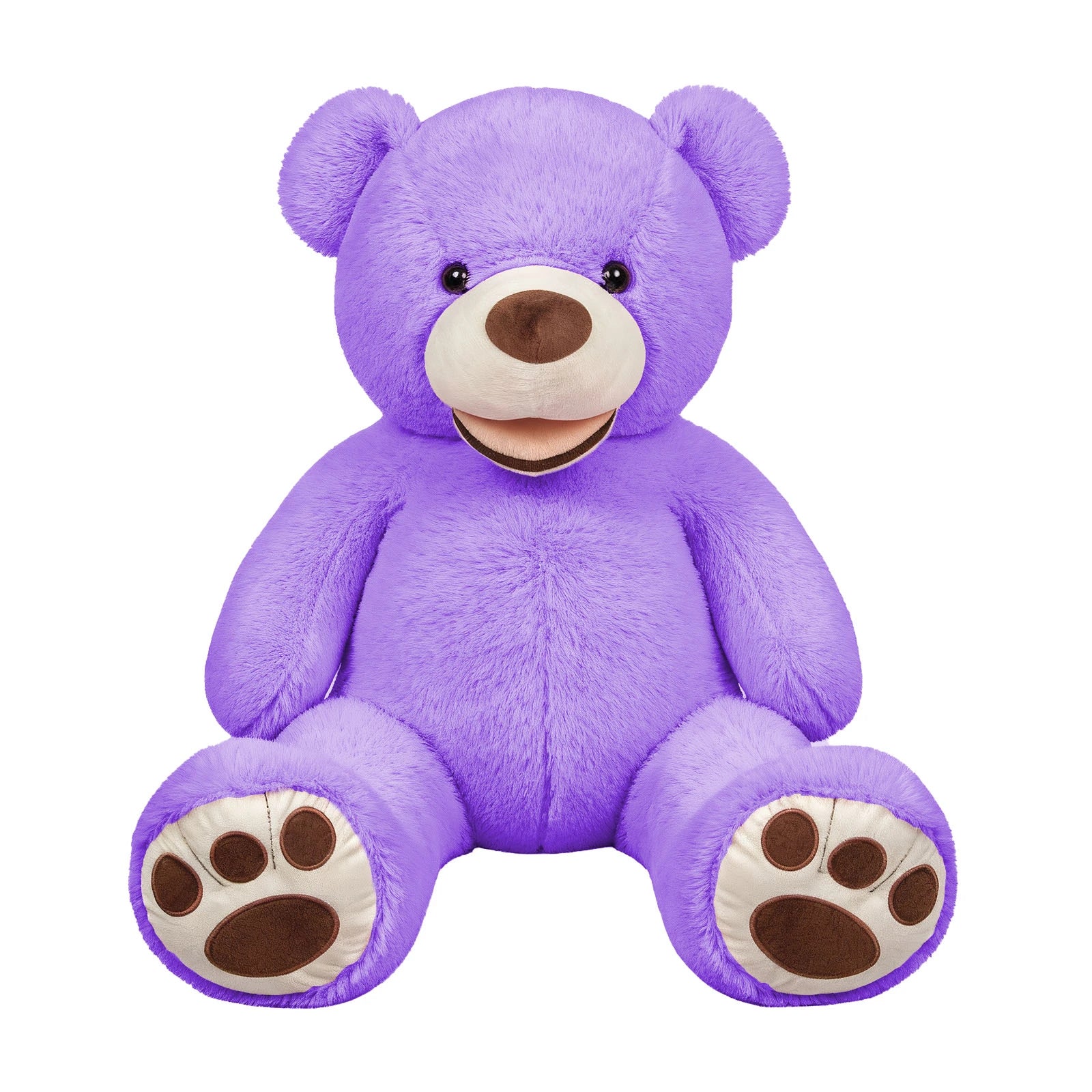 SRANWOW 52 Inches Giant Plush Teddy Bear Soft Gray Stuffed Animal with Paw Details (Purple)