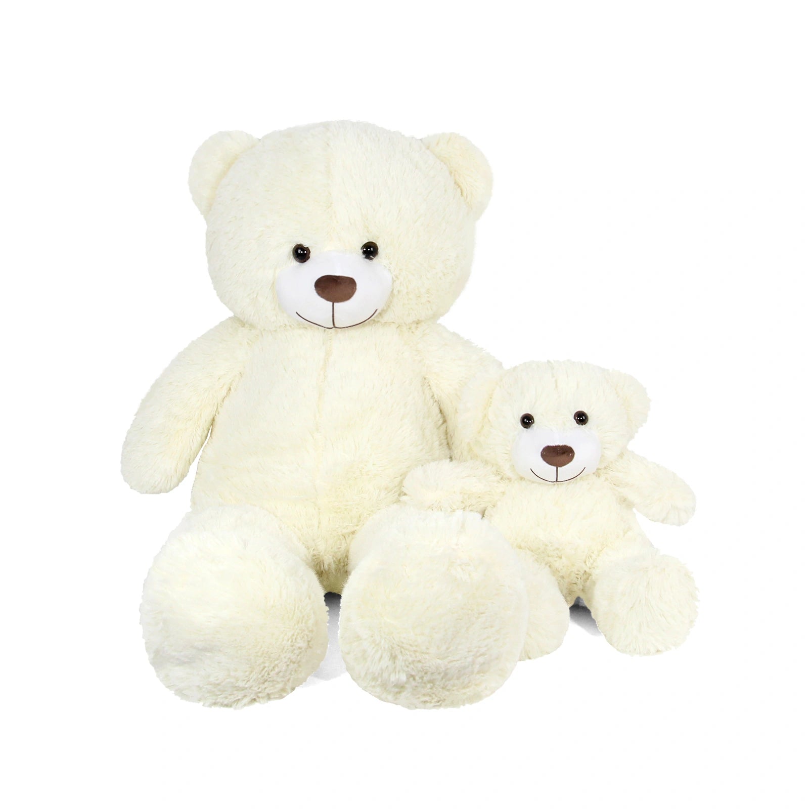 SRANWOW 2-in-1 Teddy Bear Plush Set, 39.4 inch Large & 17.7 inch Small, Stuffed Animal with Hidden Storage (Cream)