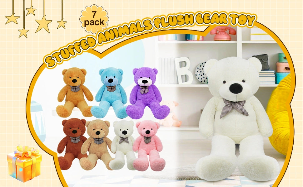 SRANWOW Giant Teddy Bear with Bow Tie, 51.2 Inches Tall, Super Soft Plush(White) - Detail 1