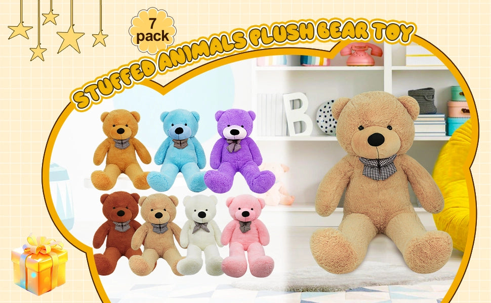 SRANWOW Giant Teddy Bear with Bow Tie, 59 Inches Tall, Super Soft Plush (Light brown) - Detail 1