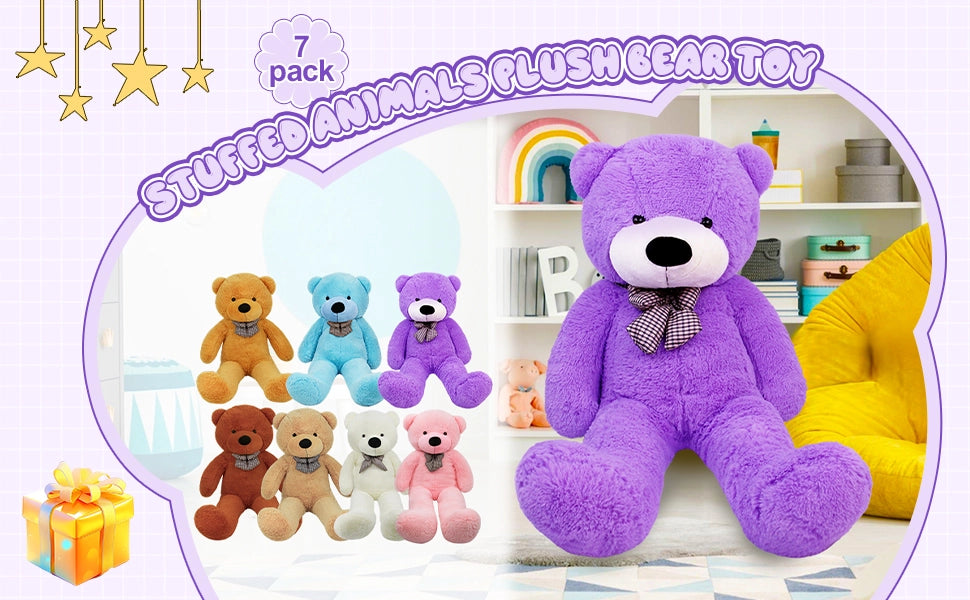 SRANWOW Giant Teddy Bear with Bow Tie, 67 Inches Tall, Super Soft Plush (Purple) - Detail 1