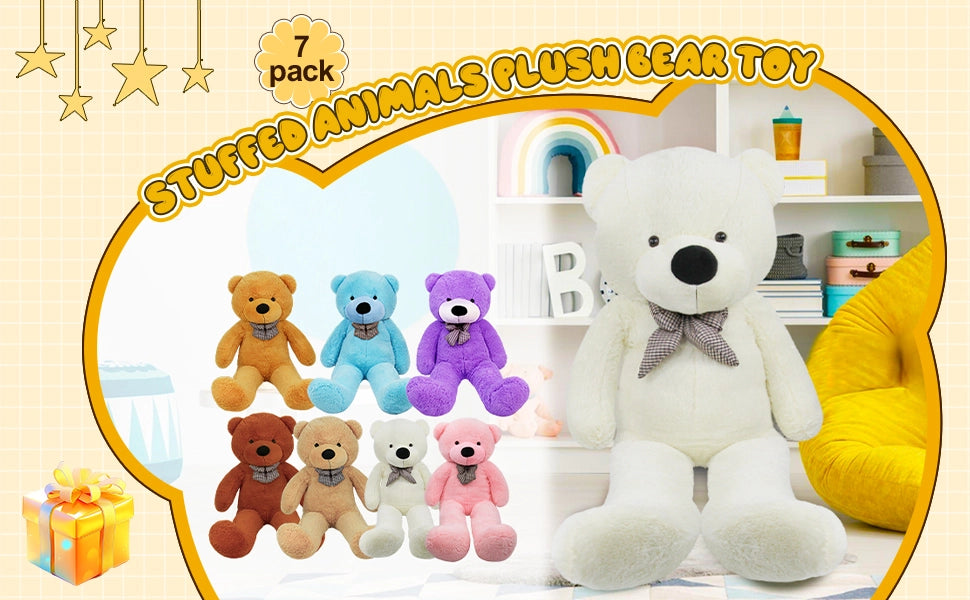 SRANWOW Giant Teddy Bear with Bow Tie, 67 Inches Tall, Super Soft Plush (White) - Detail 1