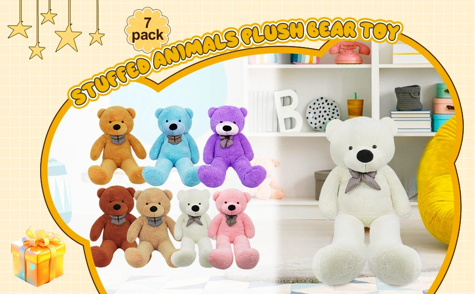 SRANWOW Giant Teddy Bear with Bow Tie, 43.3 Inches Tall, Super Soft Plush(White) - Detail 2