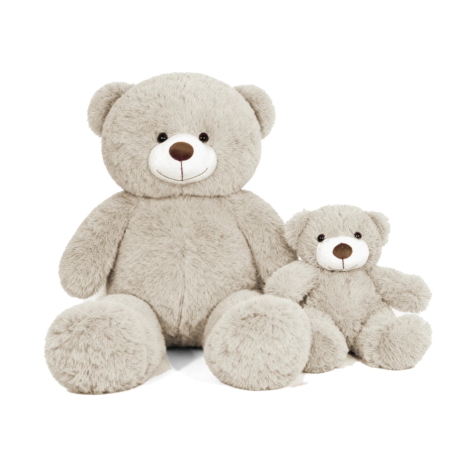 SRANWOW 2-in-1 Teddy Bear Plush Set, 39.4 inch Large & 17.7 inch Small, Stuffed Animal with Hidden Storage (Gray)