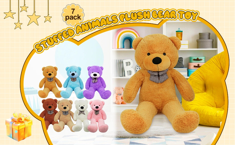 SRANWOW Giant Teddy Bear with Bow Tie, 67 Inches Tall, Super Soft Plush (Orange) - Detail 1