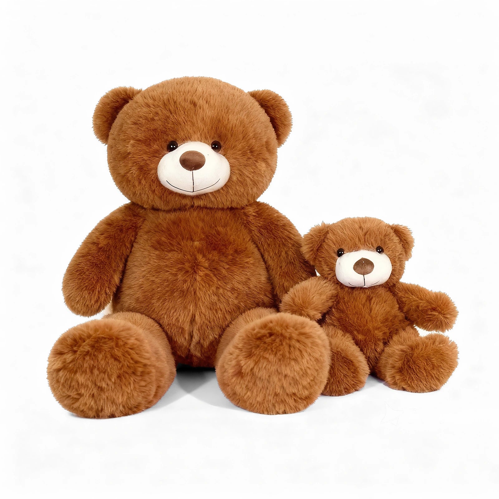 SRANWOW 2-in-1 Teddy Bear Plush Set, 39.4 inch Large & 17.7 inch Small, Stuffed Animal with Hidden Storage (Dark Brown)