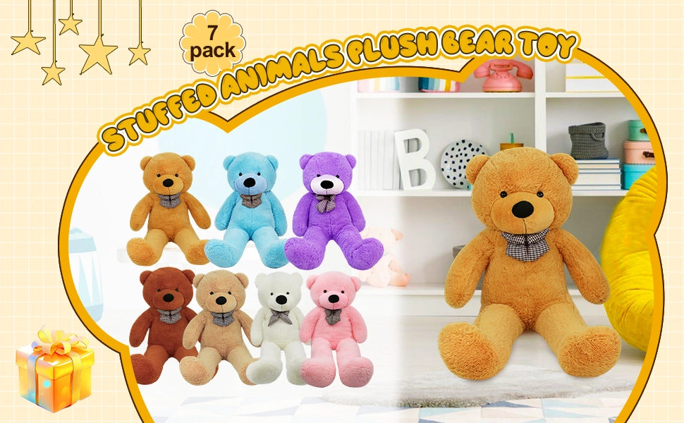 SRANWOW Giant Teddy Bear with Bow Tie, 43.3 Inches Tall, Super Soft Plush(Orange) - Detail 2