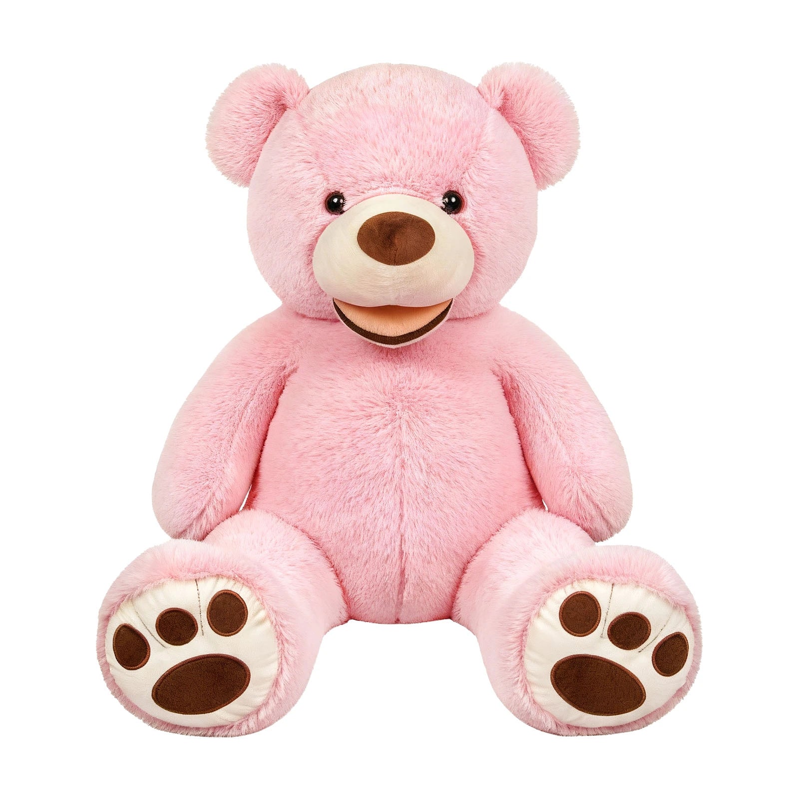SRANWOW Giant Plush Teddy Bear, 52 Inches Tall, Soft Gray Stuffed Animal with Paw Details (Pink)