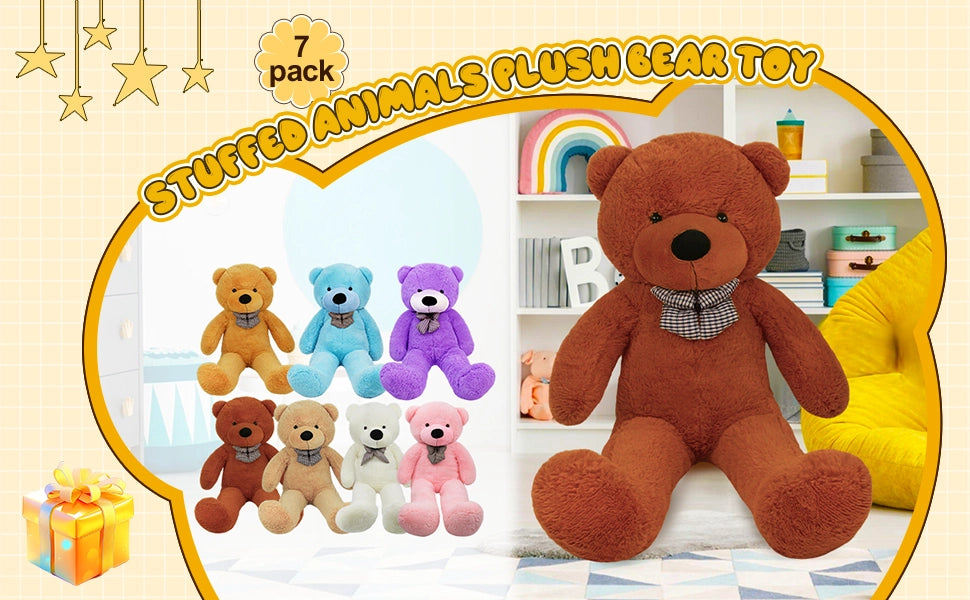 SRANWOW Giant Teddy Bear with Bow Tie, 67 Inches Tall, Super Soft Plush (Dark brown) - Detail 1