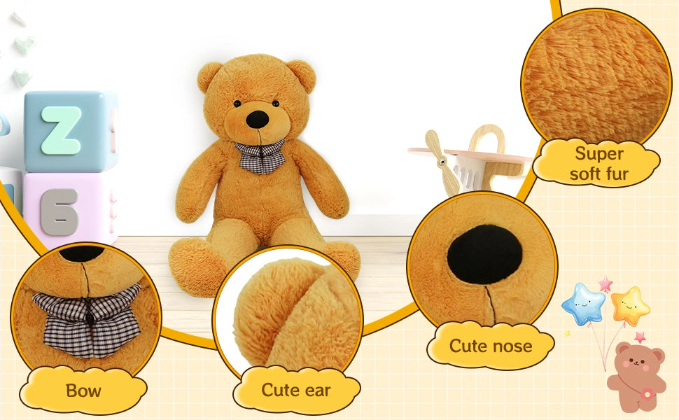 SRANWOW Giant Teddy Bear with Bow Tie, 51.2 Inches Tall, Super Soft Plush(Orange) - Detail 2