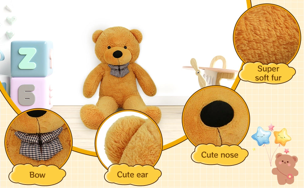 SRANWOW Giant Teddy Bear with Bow Tie, 43.3 Inches Tall, Super Soft Plush(Orange) - Detail 3