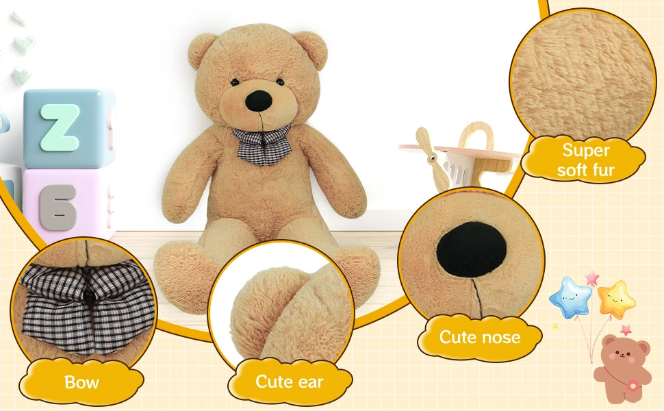 SRANWOW Giant Teddy Bear with Bow Tie, 67 Inches Tall, Super Soft Plush (Light brown) - Detail 2
