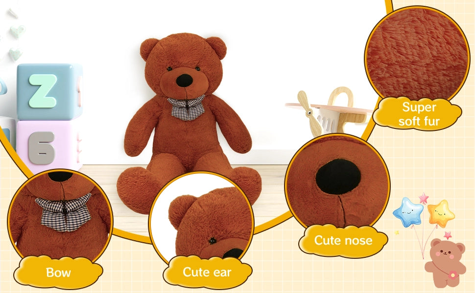SRANWOW Giant Teddy Bear with Bow Tie, 59 Inches Tall, Super Soft Plush (Dark brown) - Detail 2