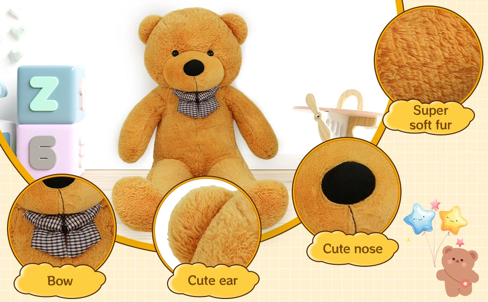 SRANWOW Giant Teddy Bear with Bow Tie, 67 Inches Tall, Super Soft Plush (Orange) - Detail 2