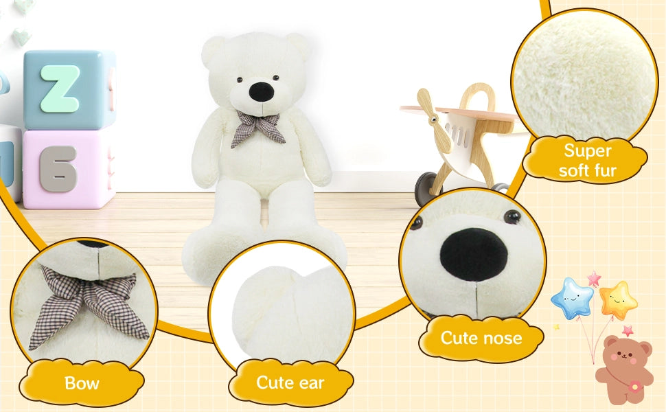 SRANWOW Giant Teddy Bear with Bow Tie, 59 Inches Tall, Super Soft Plush (White) - Detail 2