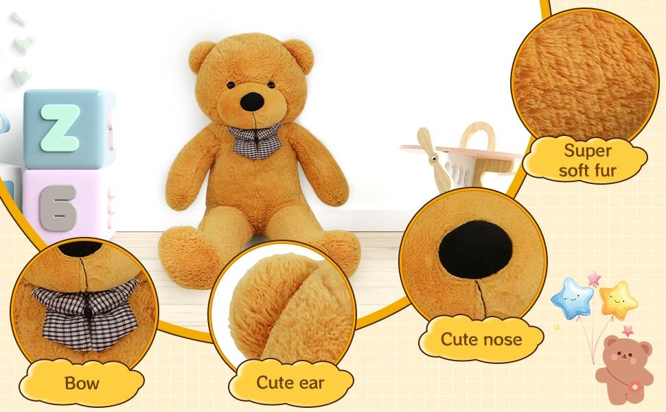 SRANWOW Giant Teddy Bear with Bow Tie, 59 Inches Tall, Super Soft Plush (Orange) - Detail 2