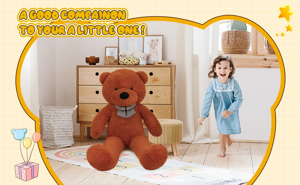 SRANWOW Giant Teddy Bear with Bow Tie, 59 Inches Tall, Super Soft Plush (Dark brown) - Detail 3