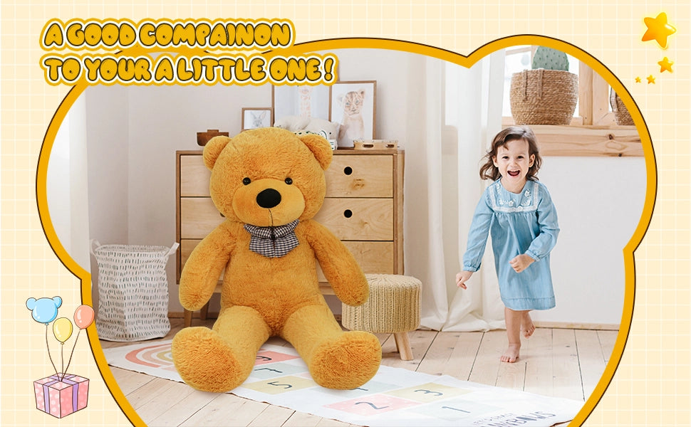 SRANWOW Giant Teddy Bear with Bow Tie, 67 Inches Tall, Super Soft Plush (Orange) - Detail 3