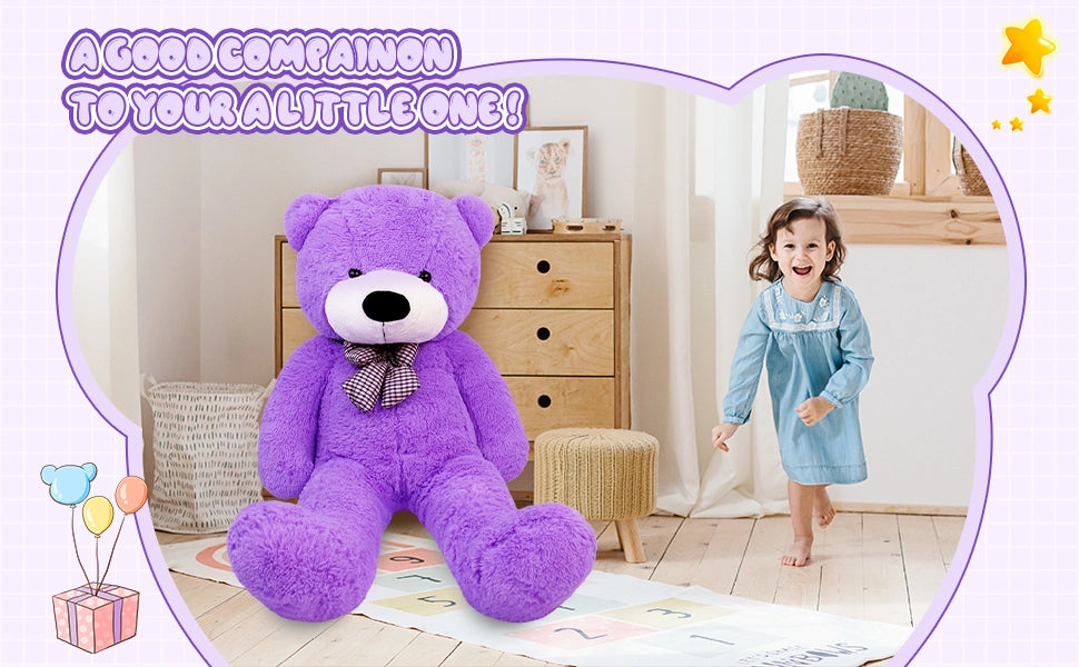 SRANWOW Giant Teddy Bear with Bow Tie, 67 Inches Tall, Super Soft Plush (Purple) - Detail 3