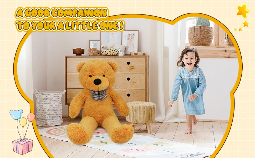 SRANWOW Giant Teddy Bear with Bow Tie, 59 Inches Tall, Super Soft Plush (Orange) - Detail 3