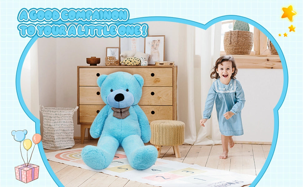SRANWOW Giant Teddy Bear with Bow Tie, 59 Inches Tall, Super Soft Plush (Blue) - Detail 3