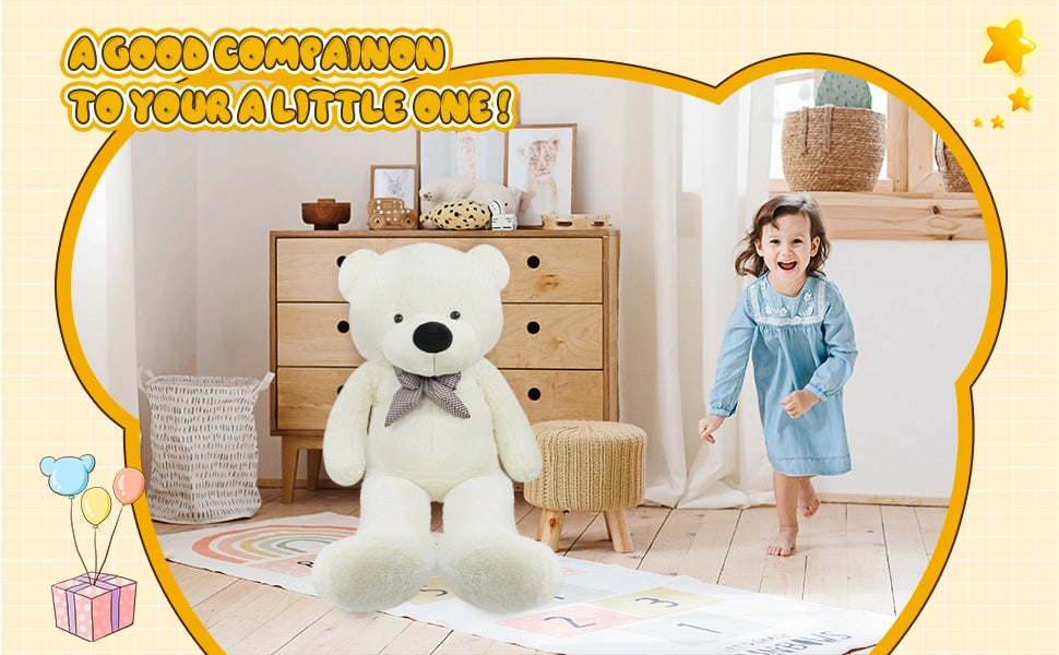 SRANWOW Giant Teddy Bear with Bow Tie, 67 Inches Tall, Super Soft Plush (White) - Detail 3