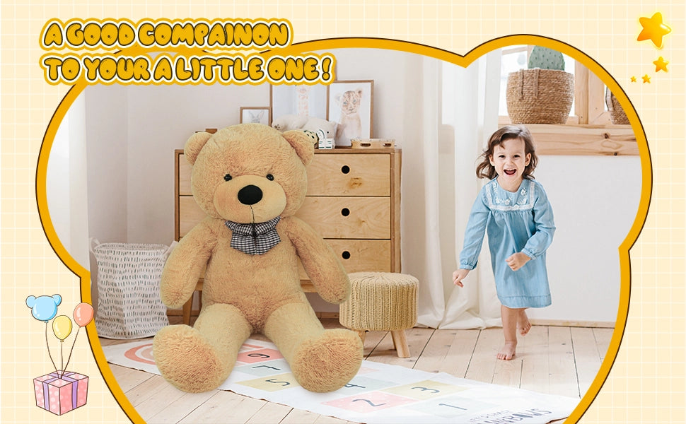 SRANWOW Giant Teddy Bear with Bow Tie, 67 Inches Tall, Super Soft Plush (Light brown) - Detail 3