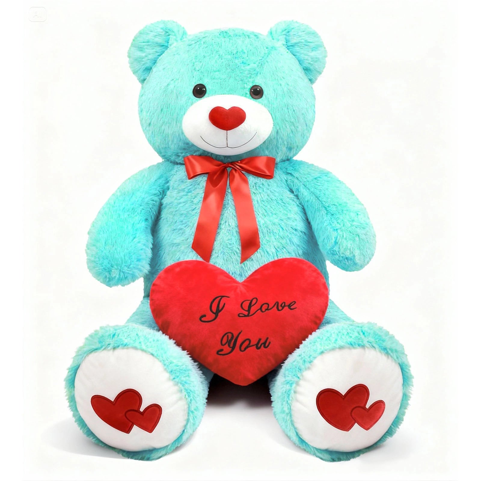 SRANWOW 43.3 Inch Giant Teddy Bear with Soft Heart Pillow, Plush Stuffed Animal, Valentine's Day Gift (Blue)