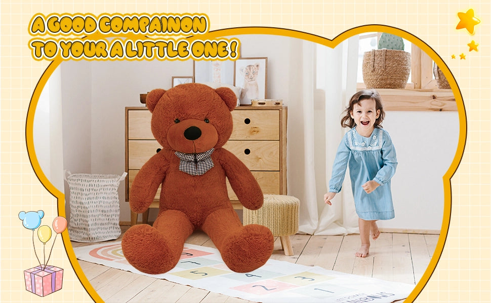 SRANWOW Giant Teddy Bear with Bow Tie, 67 Inches Tall, Super Soft Plush (Dark brown) - Detail 3
