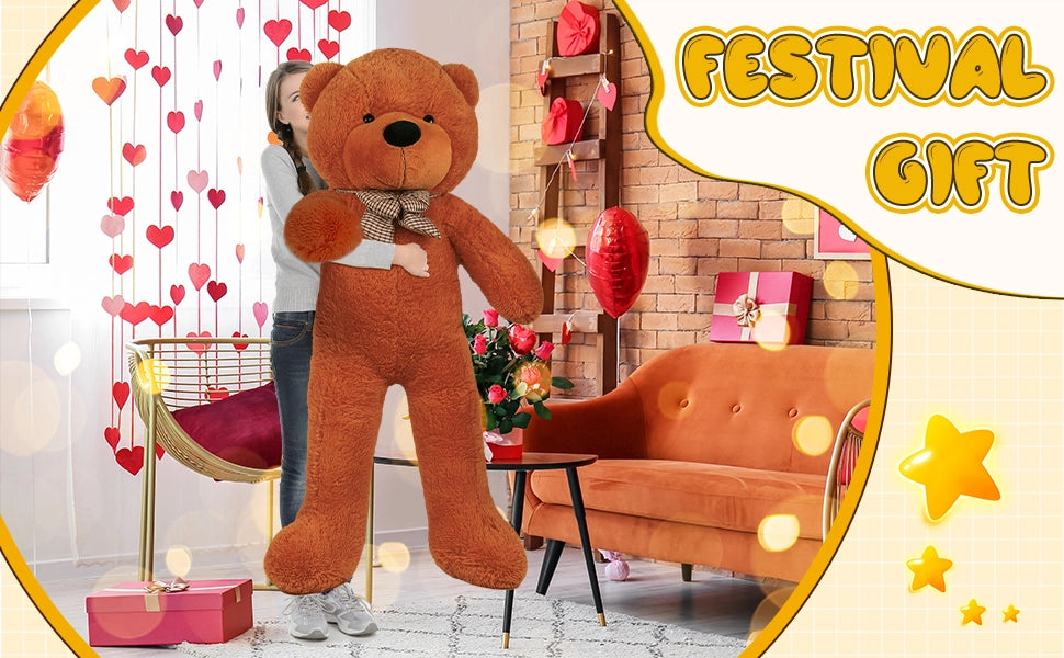 SRANWOW Giant Teddy Bear with Bow Tie, 67 Inches Tall, Super Soft Plush (Dark brown) - Detail 4