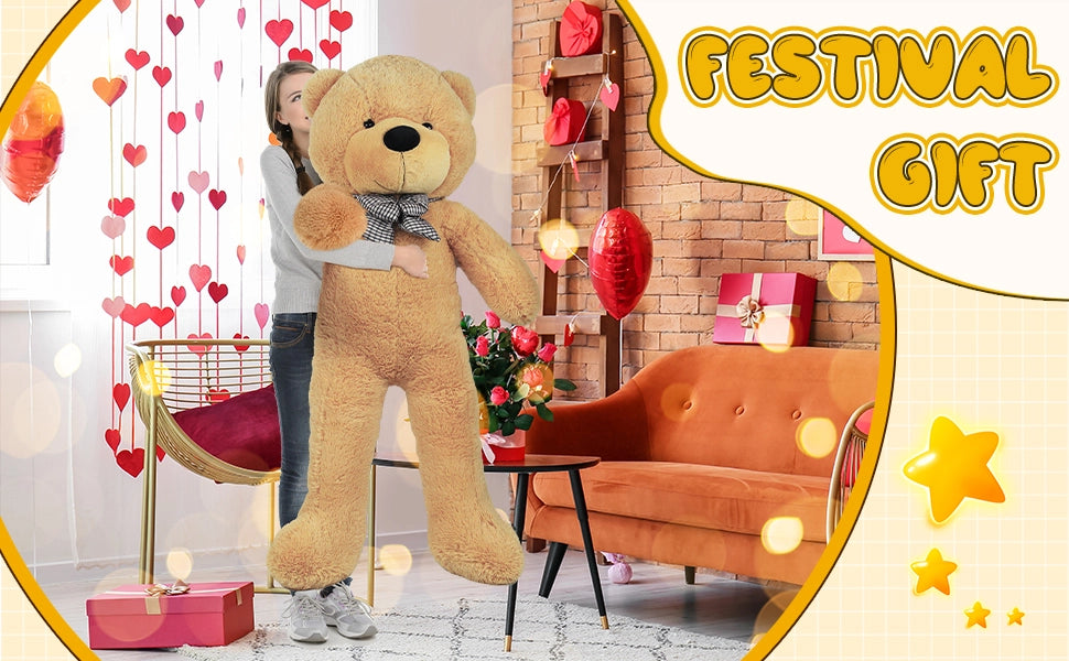 SRANWOW Giant Teddy Bear with Bow Tie, 67 Inches Tall, Super Soft Plush (Light brown) - Detail 4
