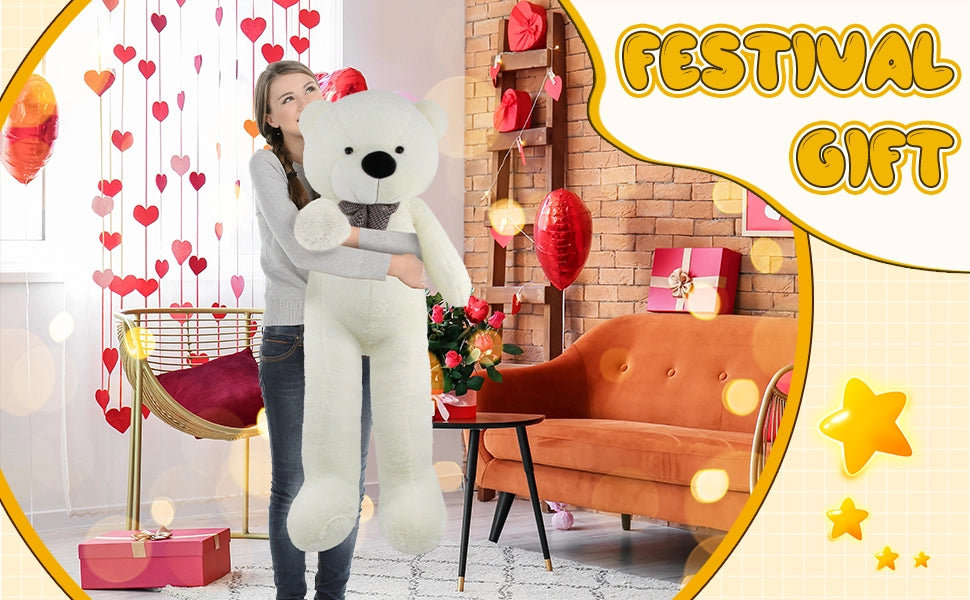 SRANWOW Giant Teddy Bear with Bow Tie, 59 Inches Tall, Super Soft Plush (White) - Detail 4