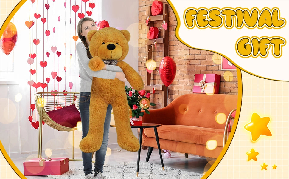 SRANWOW Giant Teddy Bear with Bow Tie, 59 Inches Tall, Super Soft Plush (Orange) - Detail 4